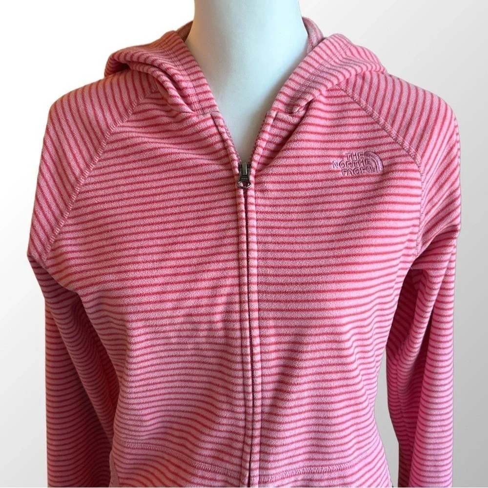 The North Face Pink Candy Stripe Full Zip Up Hoodie Jacket in‎ Girl's Large (16)